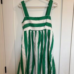 GAP 100% cotton Green and White Striped Sundress with Wide Straps